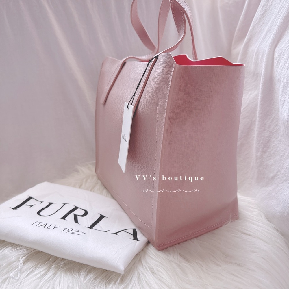 NWT Furla Sally Mini Saffiano Leather Tote Moonstone Pink Red - Picture 4 of 10